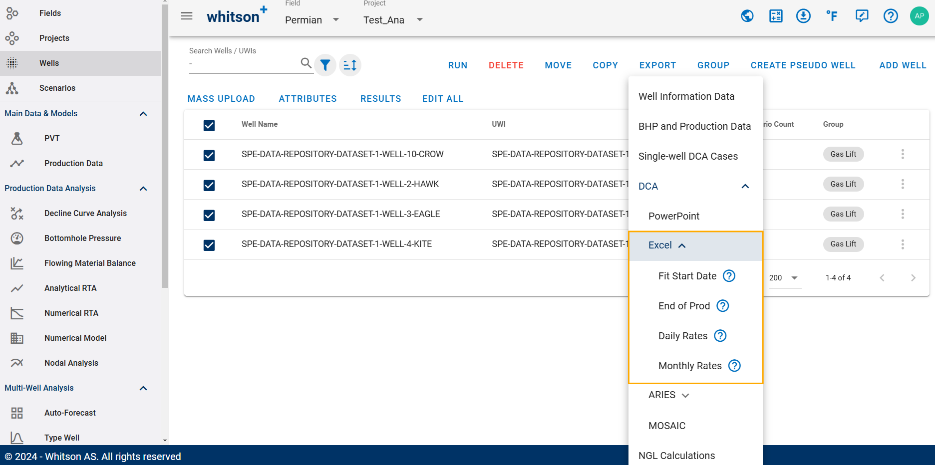 export-dca-excel